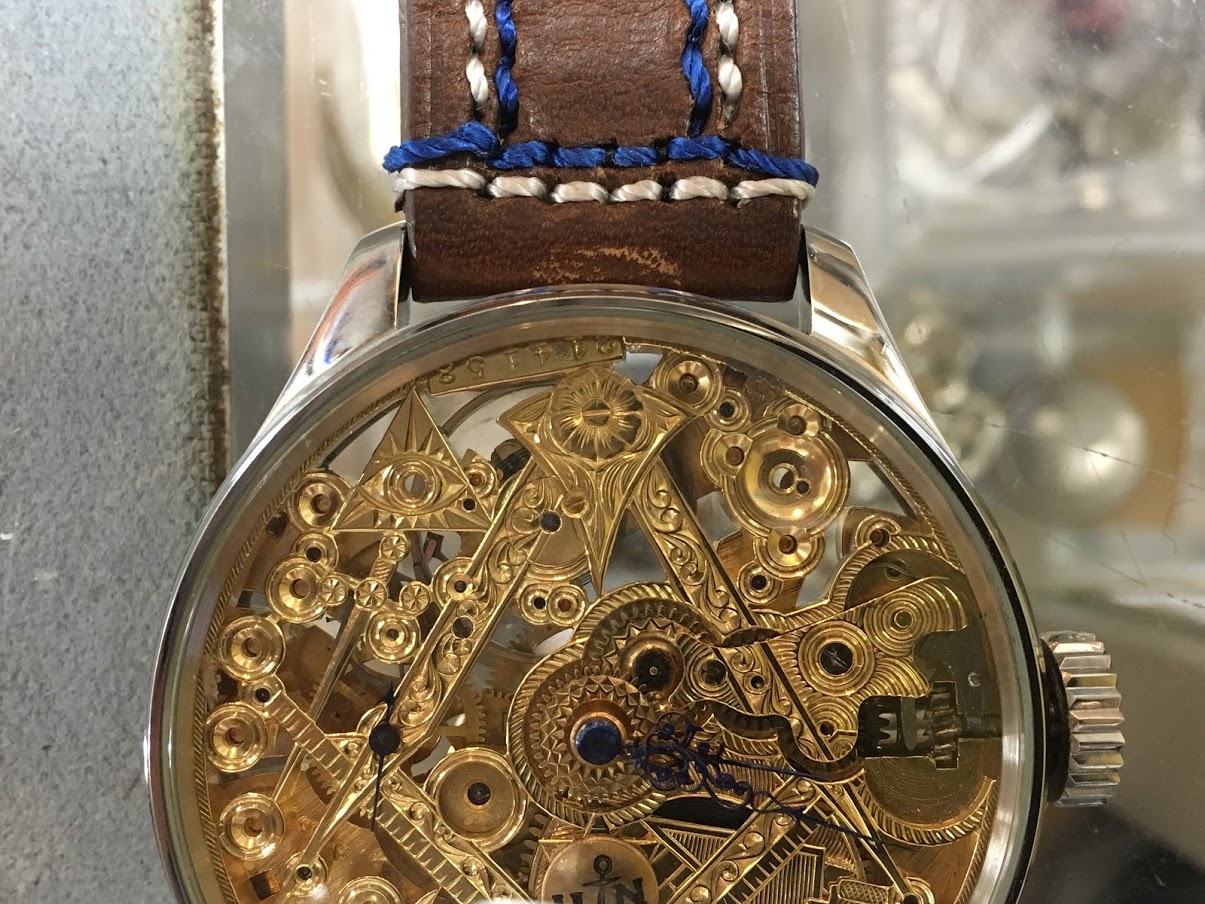 1900～1910年 ユリスナルダン懐中時計ムーブメント使用カスタム腕時計