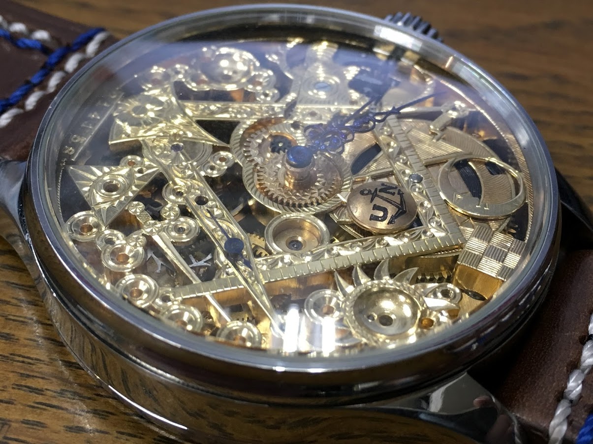 1900～1910年 ユリスナルダン懐中時計ムーブメント使用カスタム腕時計