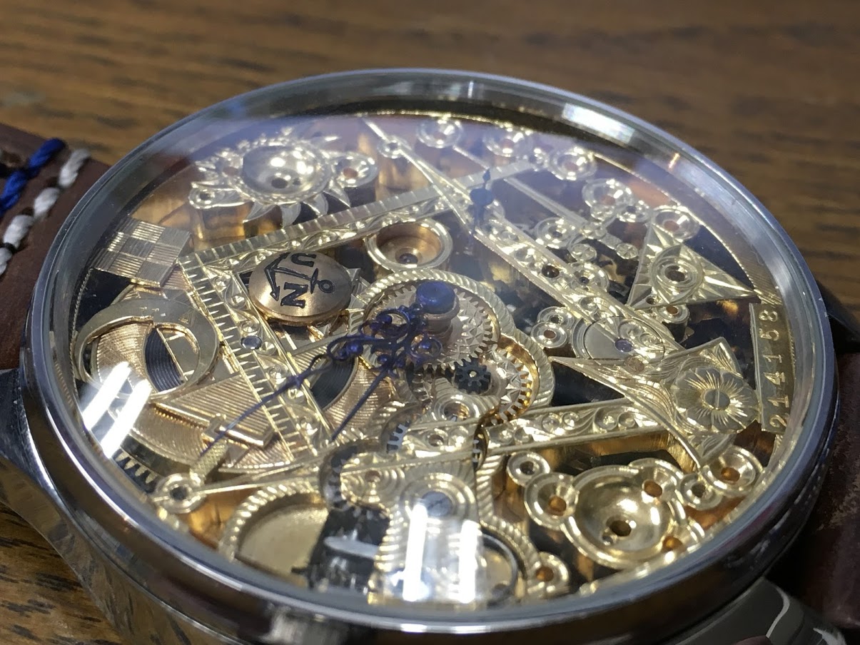 1900～1910年 ユリスナルダン懐中時計ムーブメント使用カスタム腕時計 